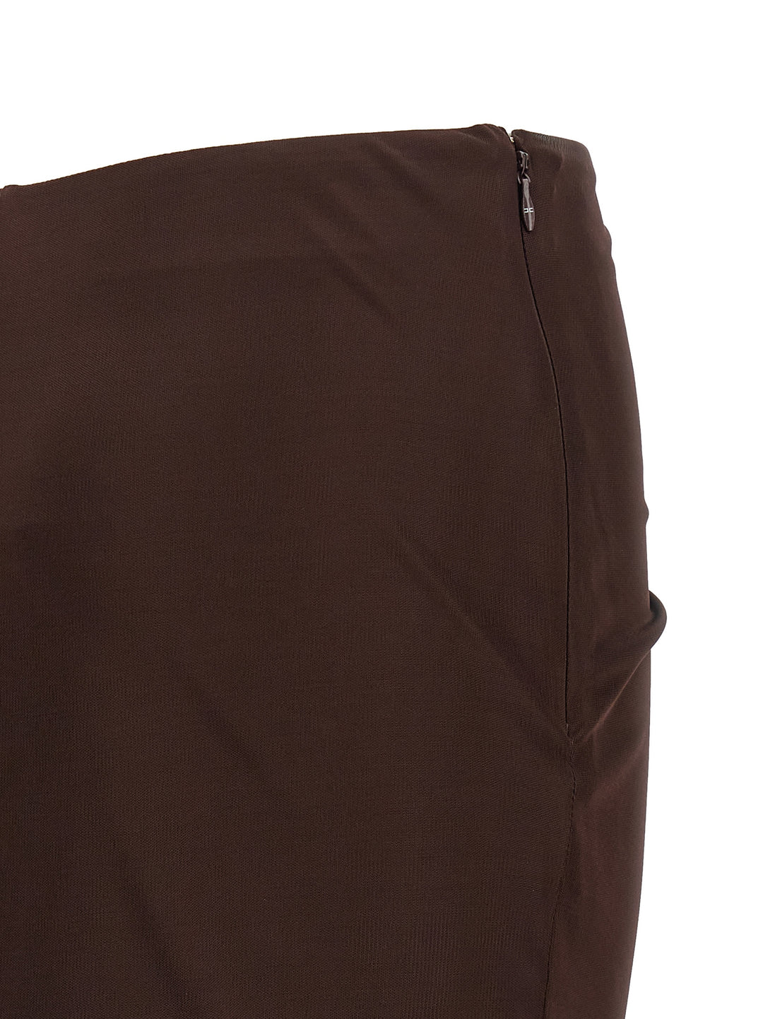 Elisabetta Franchi Shiny Viscose Skirt Skirts - Brown | 201a041f8bf6175b4200379257985f6cc7d9a238