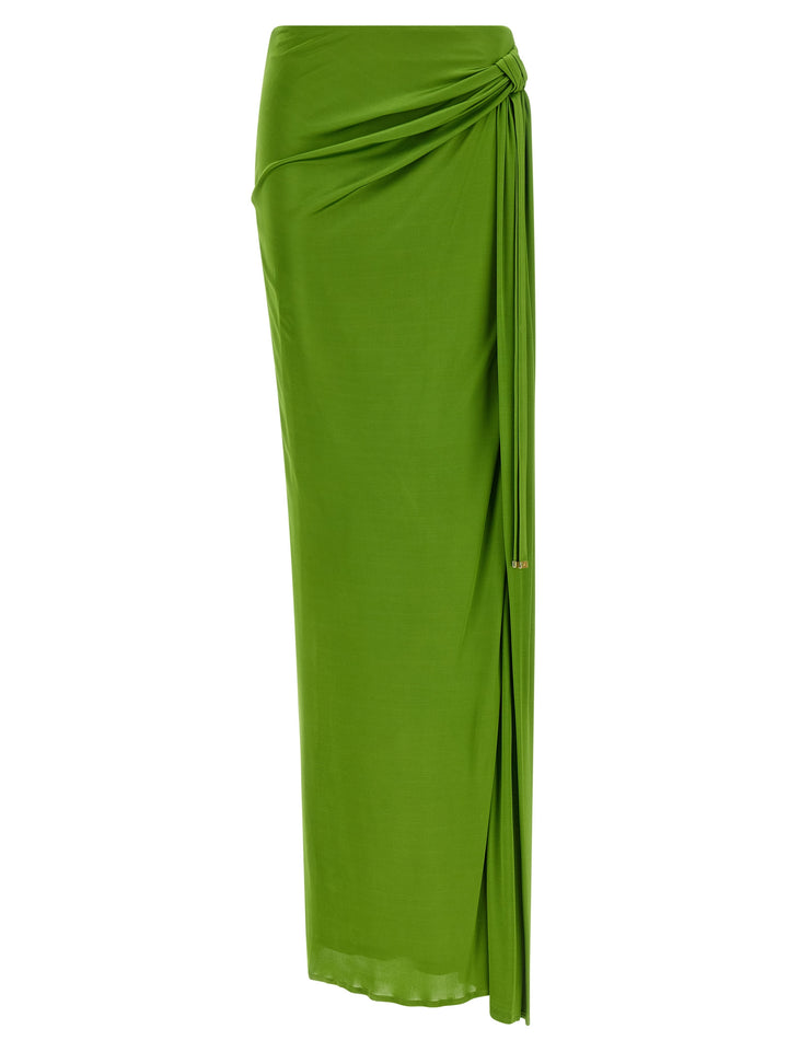 Elisabetta Franchi Shiny Viscose Skirt Skirts - Green | fde2df5e86508b628cdd4adb70e5ee11214bf14e