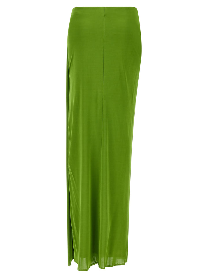 Elisabetta Franchi Shiny Viscose Skirt Skirts - Green | dccde2d8bf243b615d00916f76af095a5f837b44