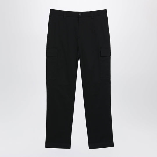 Black Cotton Gabardine Cargo Trousers