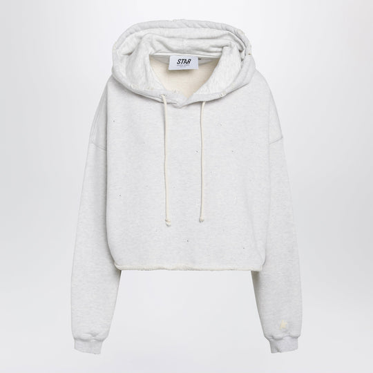 Star Sweatshirt With Crystal Embroidery In Grey Cotton