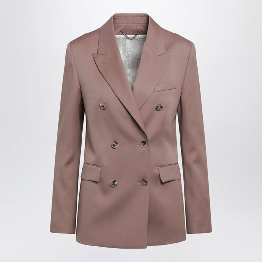 Double-Breasted Bronze Pink Virgin Wool Blazer