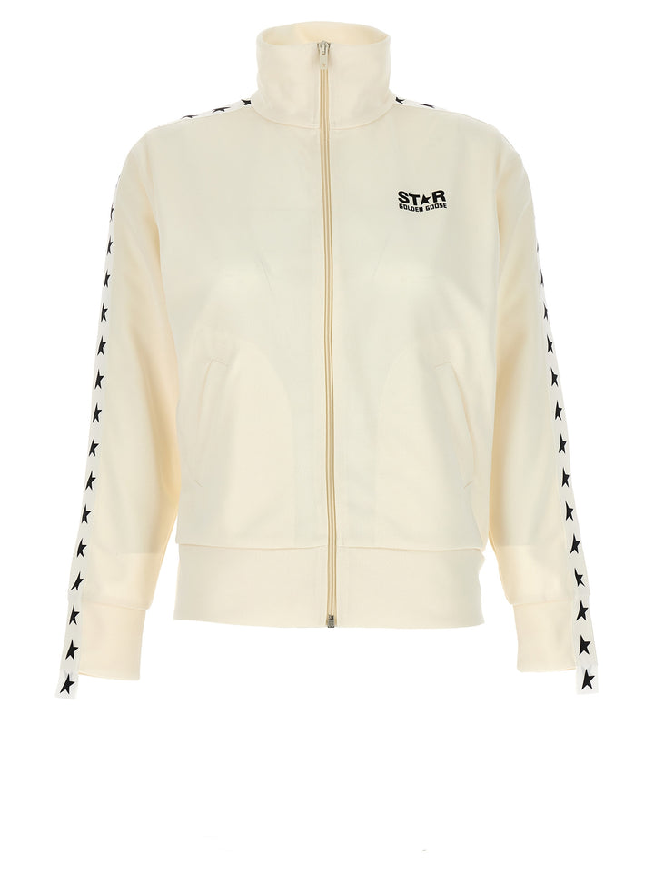 Golden Goose Zipped Track Sweatshirt - White/Black | efdafa40b3d052d0b40b76ea47254ace61f13e86