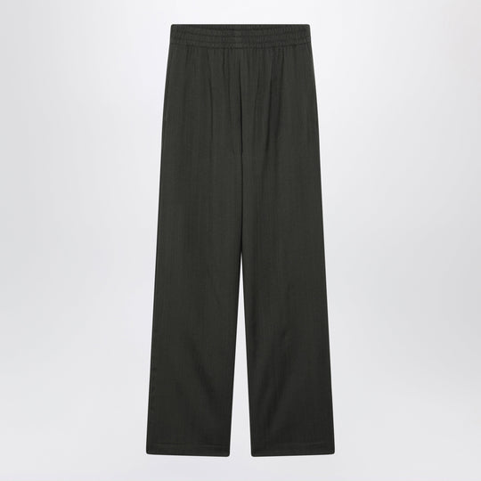 Dark Green Wool-Blend Trousers