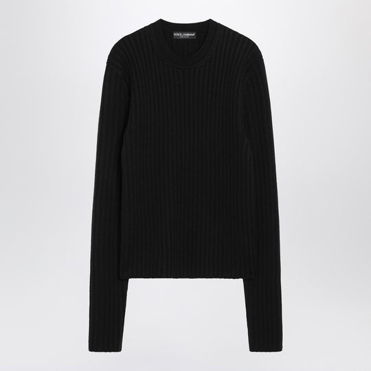 Black Ribbed Wool Sweater
