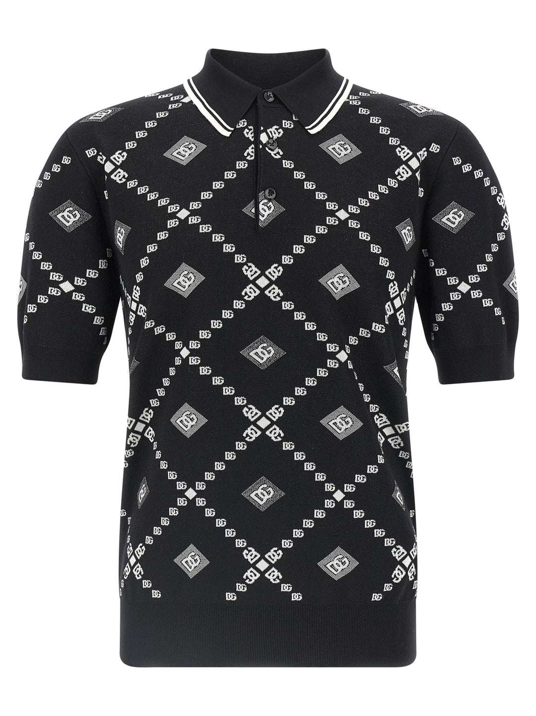 Dolce & Gabbana Knitted  Shirt Polo - White/Black | c78e5b312581d16de5462fc79de401eff408a6db