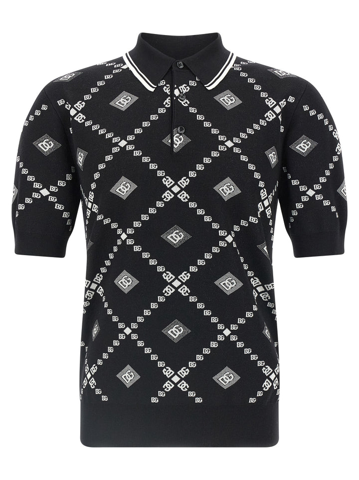 Dolce & Gabbana Knitted  Shirt Polo - White/Black | c78e5b312581d16de5462fc79de401eff408a6db