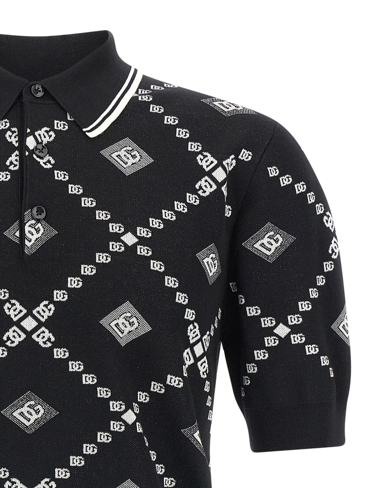 Dolce & Gabbana Knitted  Shirt Polo - White/Black | 118e57d456f3b3f556bedb1846da59b5fb43d5f3