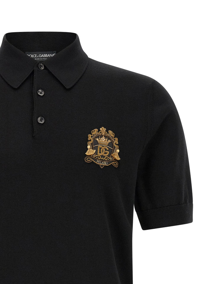 Dolce & Gabbana Heraldic Patch  Shirt Polo - Black | b947496459fe262fa1355c5250b1b2ac0a1a4ca8