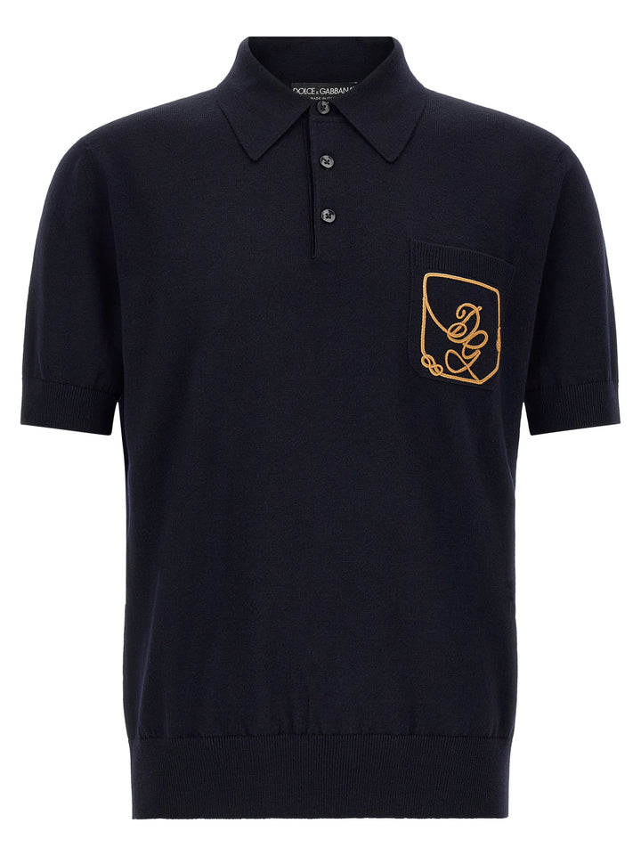 Dolce & Gabbana Logo Embroidery  Shirt Polo - Blue | d41c10e9ea094dbe77014de496b6aeca896fdaf3