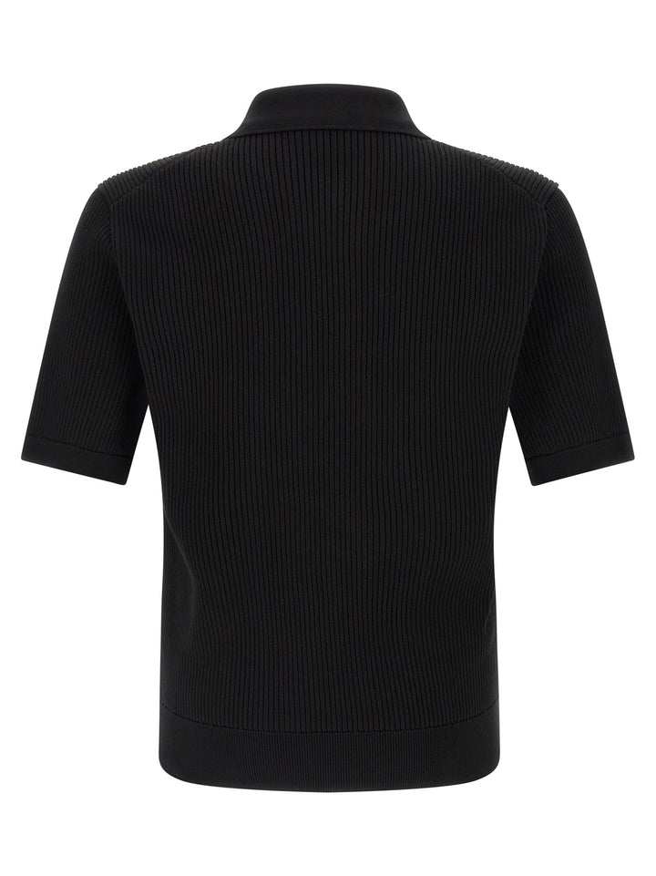 Dolce & Gabbana Micro-Ribbed  Shirt Polo - Black | f300dd3da2d085695fdb8946d89c683c468ac6f2