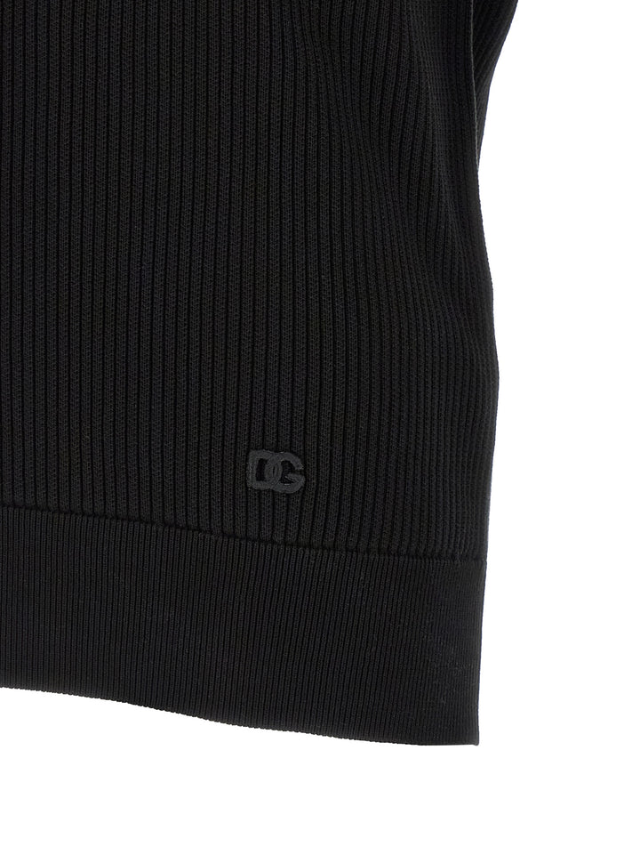 Dolce & Gabbana Micro-Ribbed  Shirt Polo - Black | dd7a0c85afbfb4483b5561e90c5903ee60bf461f