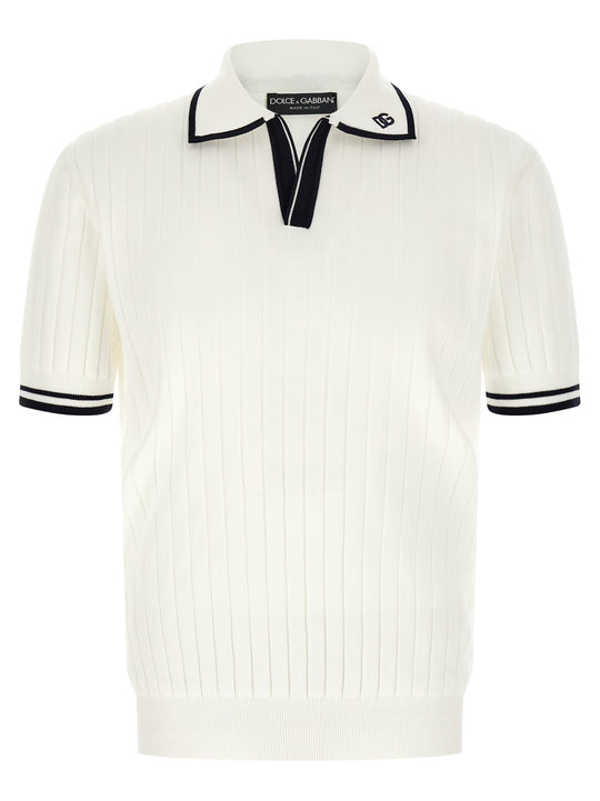 Flat Ribbed Shirt Polo White/Black