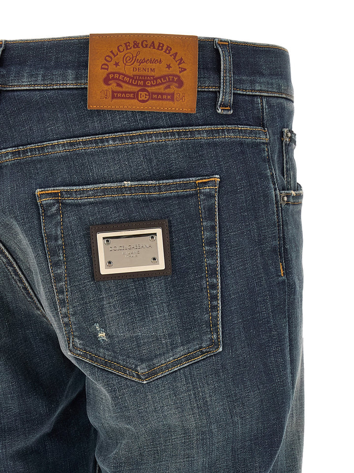 Dolce & Gabbana Used Effect Jeans - Blue | 7d06c85d34fe70027fe77508691dd0b9b15bac93