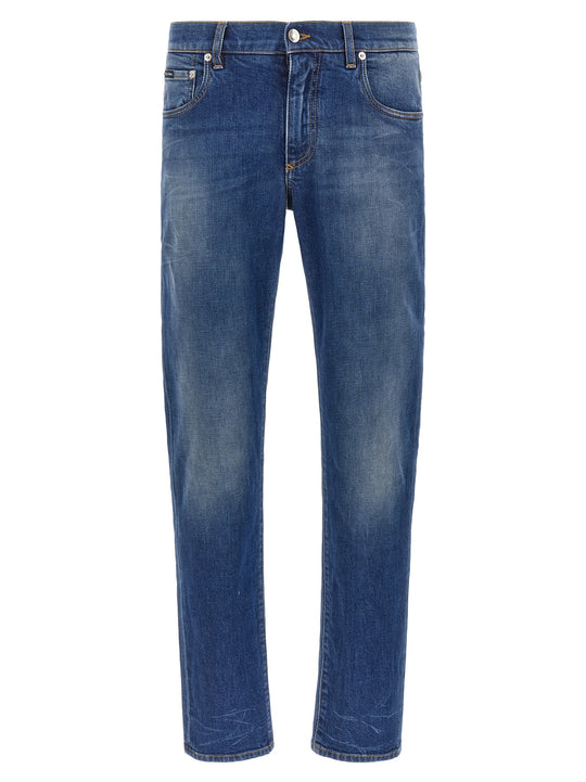 Logo Embroidery Jeans Blue