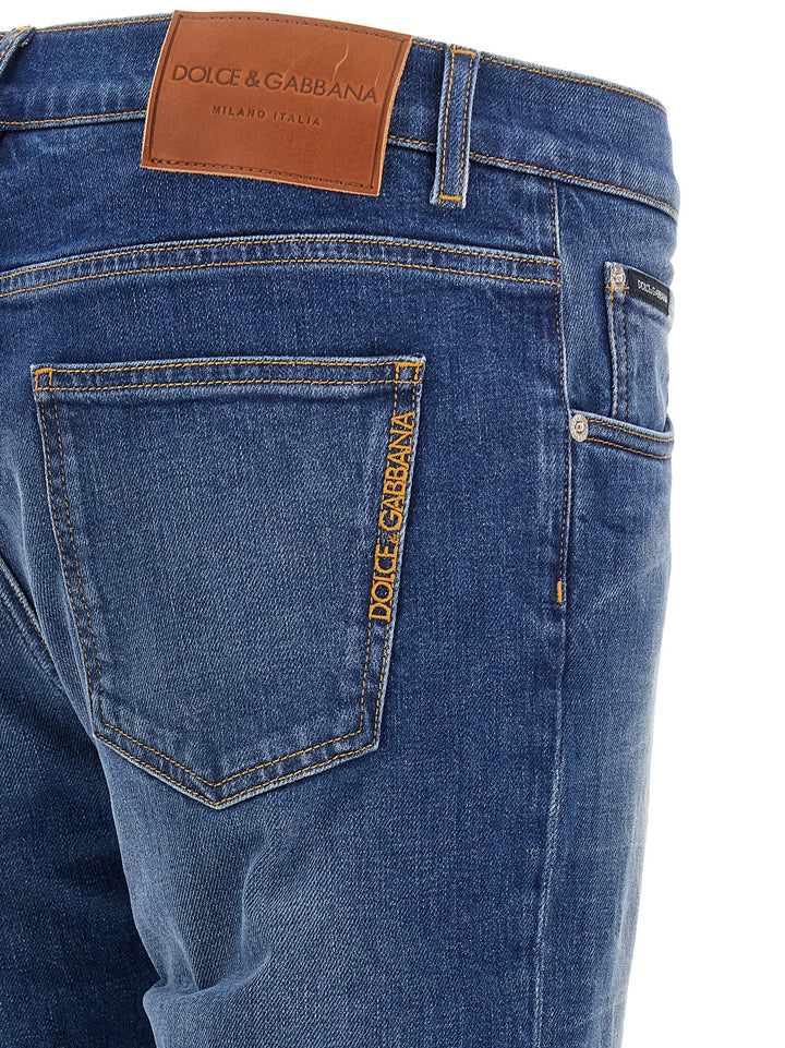 Dolce & Gabbana Logo Embroidery Jeans - Blue | a38efc7f7adfdda67bd544a19f9f219054360233