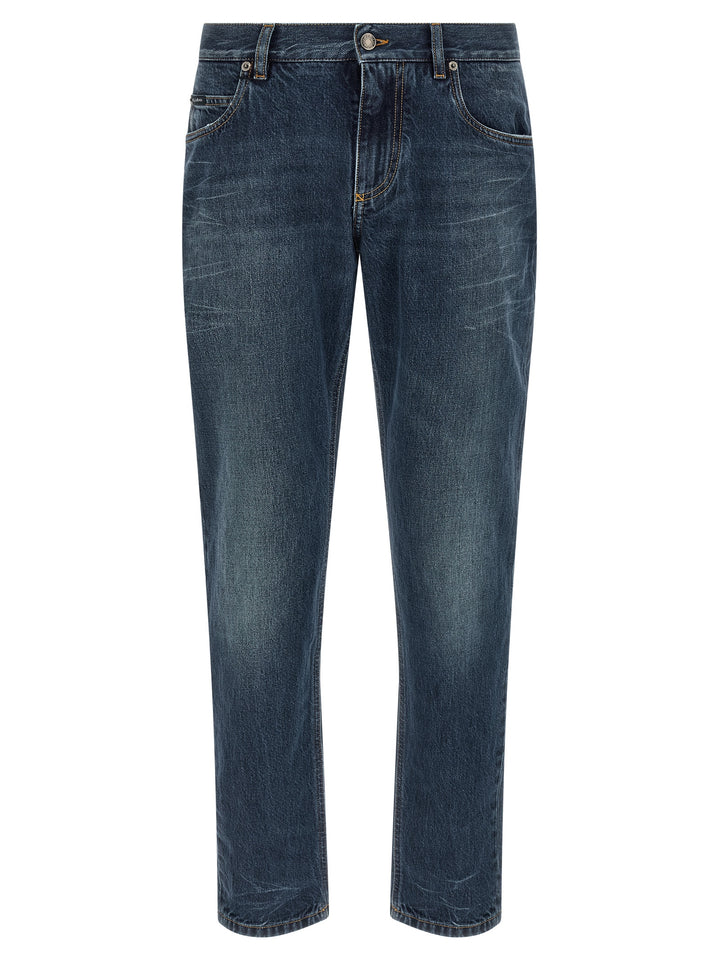 Dolce & Gabbana Logo Embroidery Jeans - Blue | 96b0f221136218f8c55cc6f234256191dc6a3893