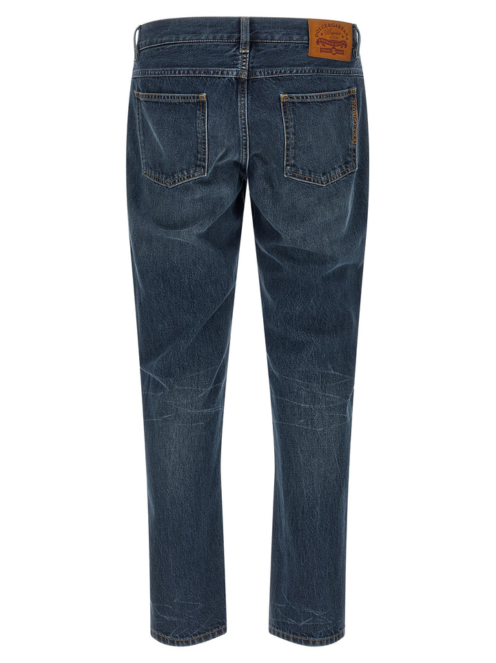 Dolce & Gabbana Logo Embroidery Jeans - Blue | 1609df285bdacf57aae8348929e97a70efbf19ee