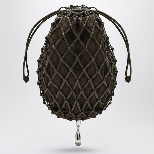 Macramé Pouch In Brown Calf Leather