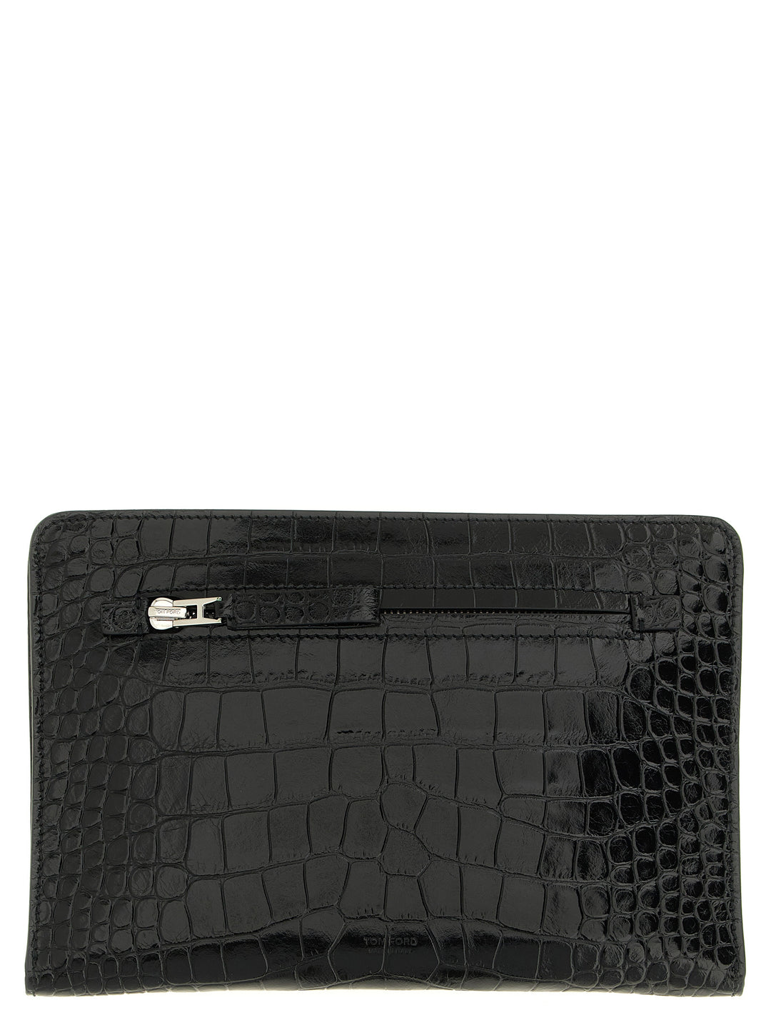 Tom Ford Croc Print Leather  Bag Clutch - Black | 798ef6adad0e0f074374e8fe6d2c94b031be7424