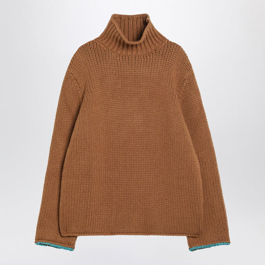 Brown Wool Turtleneck Sweater