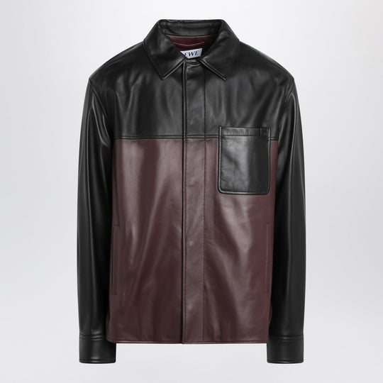 Black/Burgundy Leather Overshirt