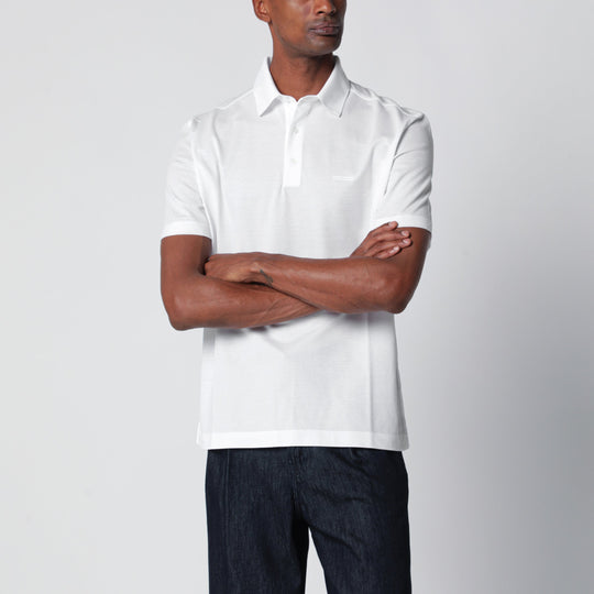 White Cotton Piqué Polo Shirt