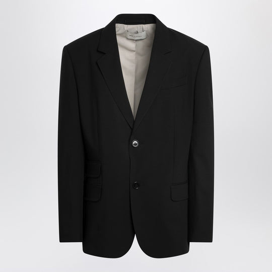 Black Single-Breasted Wool Jacket