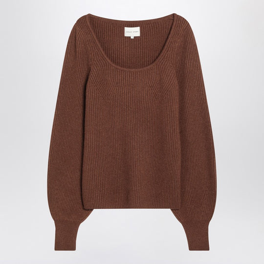 Brown Ribbed Cashmere Jumper