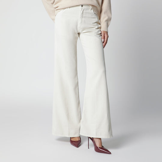 Velvet Cotton Trousers In Snow