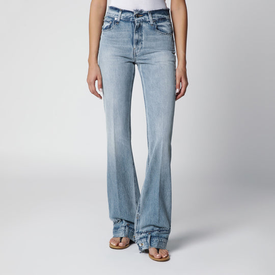 Flora High-Waisted Flared Jeans In Light Blue Denim