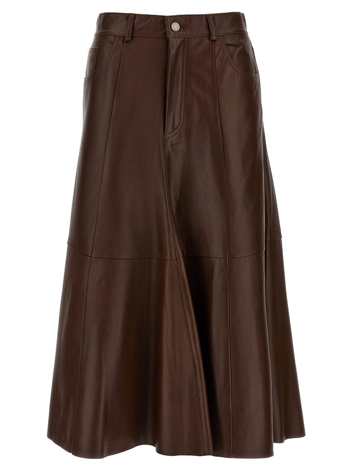 Haikure Mid Serenity Leather Skirts - Brown | 7a3f9b6a9099d2459778bfb4205bf2998bf7684d