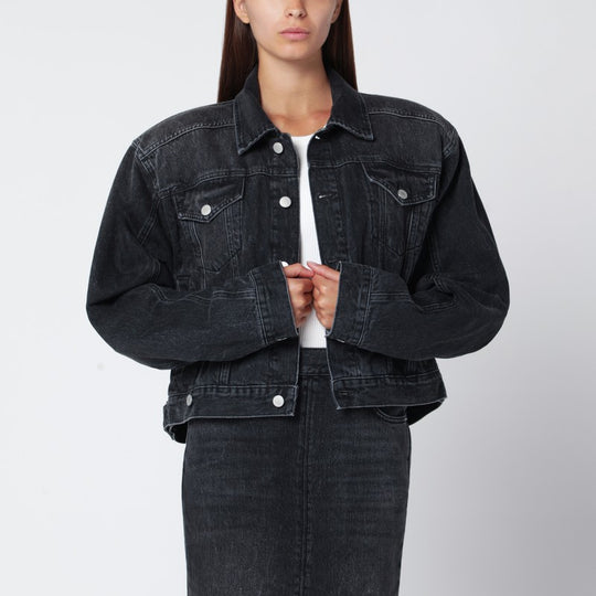 Black Washed-Effect Renee Denim Jacket
