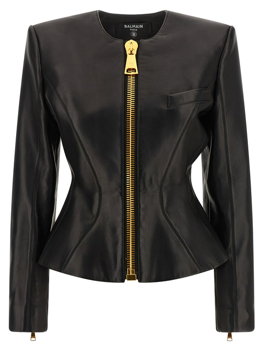 Leather Jacket Puffer Jackets Black