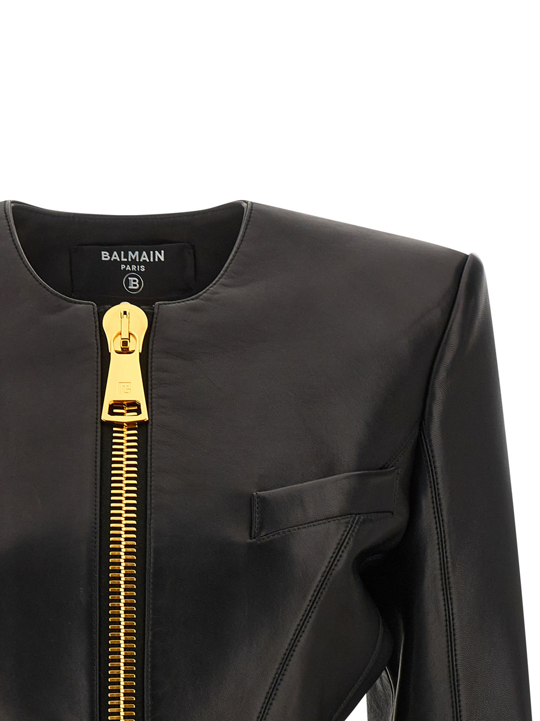 Balmain Leather Jacket Puffer Jackets - Black | 6ac05bc4abbeb07591aedbdd5b0f62071feadec7