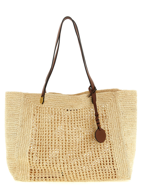 Big Crochet Shopping Bag Tote Bag Beige