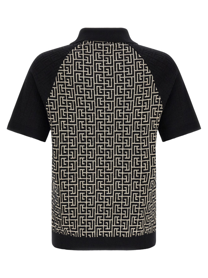 Balmain Pb Monogram Polo - White/Black | 633b8df53e95a94bc5985d3cb81c57b93c6772df