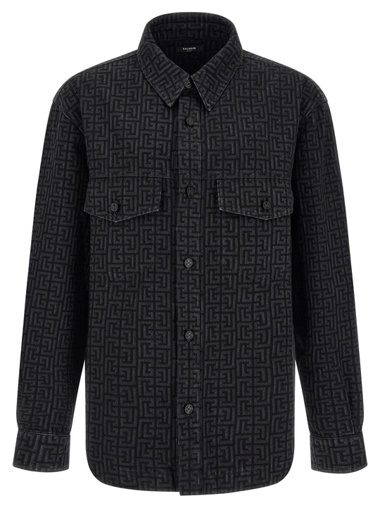 Monogram Pattern Overshirt Shirt And Blouse Black