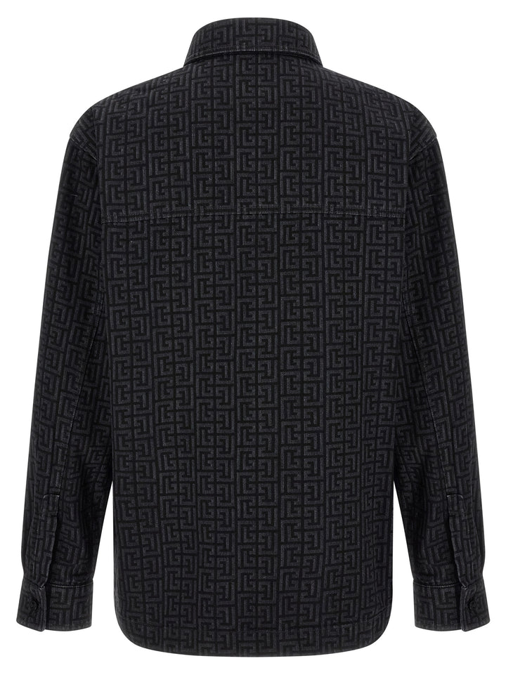 Balmain Monogram Pattern Overshirt Shirt and Blouse - Black | efd305c46c3eda9f351883f8b561c389ba9b5054