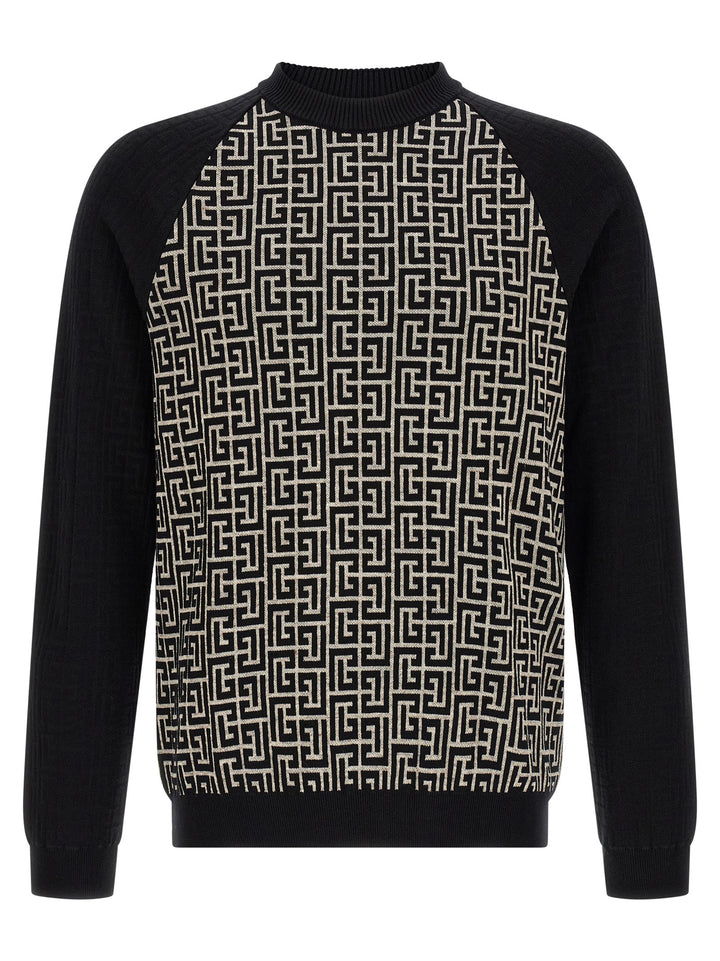 Balmain Pb Monogram Mesh Sweaters and Cardigans - White/Black | bdde5def1d3addafe4e00038f2814ab8da1f18d3