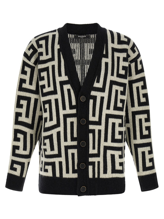 Monogram Macro Cardigan Sweaters And Cardigans White/Black