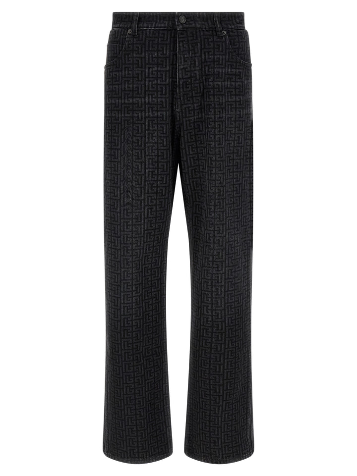 Balmain Monogram Pattern Jeans - Black | 4e634d091e75ff43766e519f2f0d0c71d98bb49a