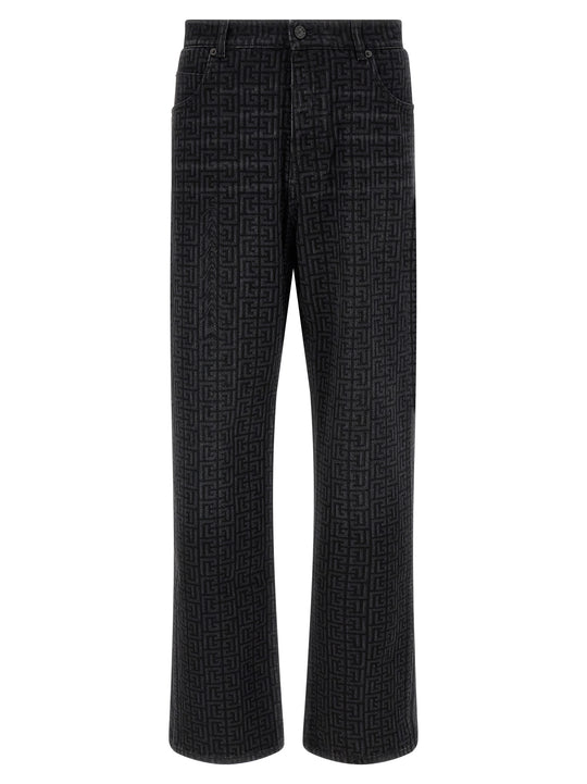 Monogram Pattern Jeans Black