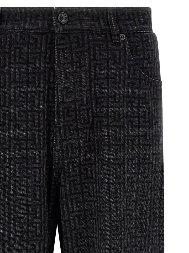 Balmain Monogram Pattern Jeans - Black | fffdac7f917e13d9d3c5c6bb2a741f1364a4e967