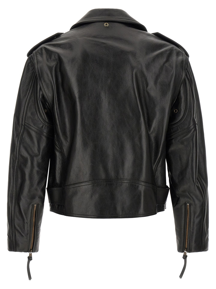 Balmain Biker Jacket Puffer Jackets - Black | 7926d4827ad087b9f4d6fab9eafd8ab3aa673209