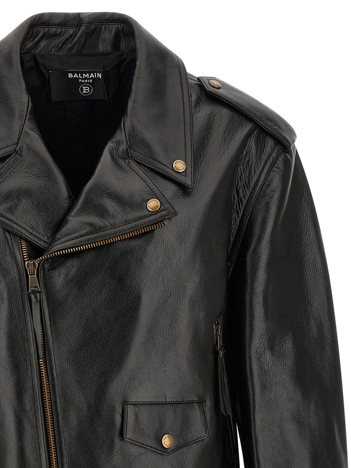Balmain Biker Jacket Puffer Jackets - Black | a25fc6ddcd6383e421eb228093ad5524f816e839