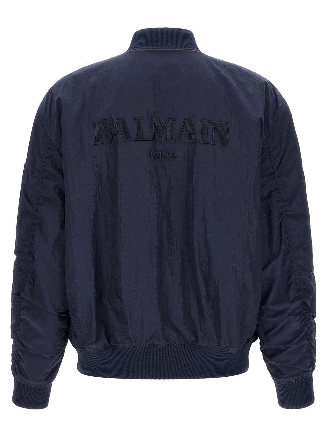 Balmain Logo Embroidery Bomber Jacket Puffer Jackets - Blue | d36f6774881220d1260fd5ea632701851d9ecc14