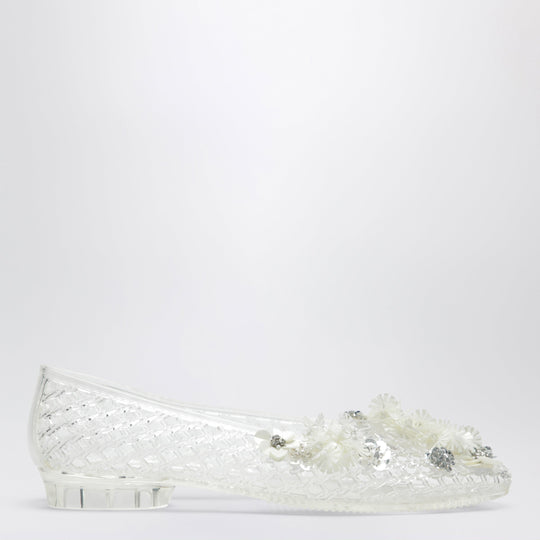 Transparent Lily Ballet Flats In Pvc With Beaded Flowers