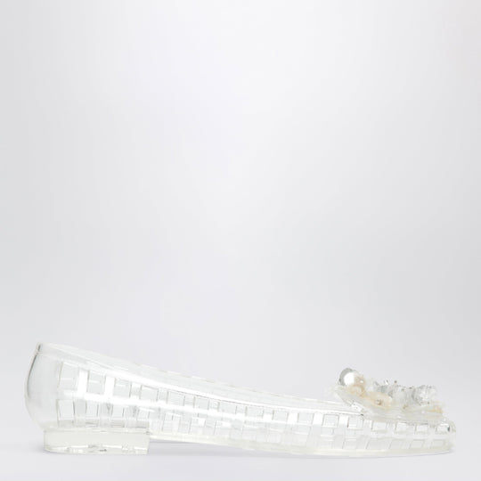 Transparent Bloomi Ballet Flats In Pvc With Beaded Flowers