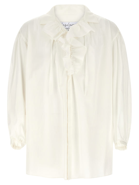 Frilled Gather Shirt And Blouse White